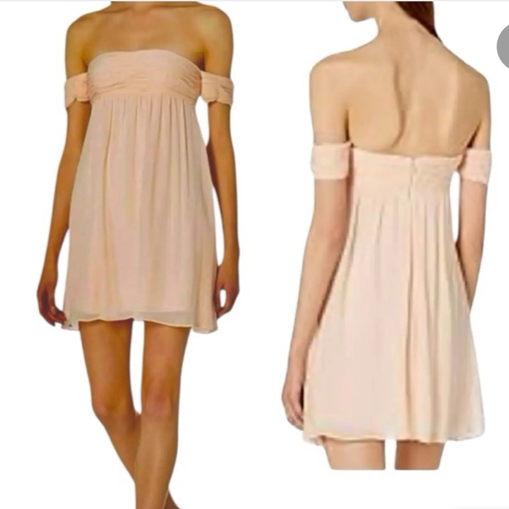 Rachel Zoe Melinda off the shoulder Blush 100% silk Dress